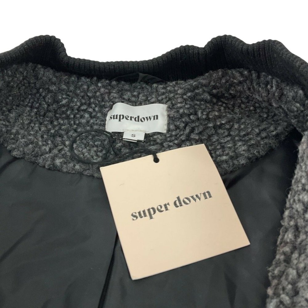 Revolve Super Down Coat Womens Juniors Sz S Faux Fur & Shearling Striped $88 Nwt - Picture 7 of 7